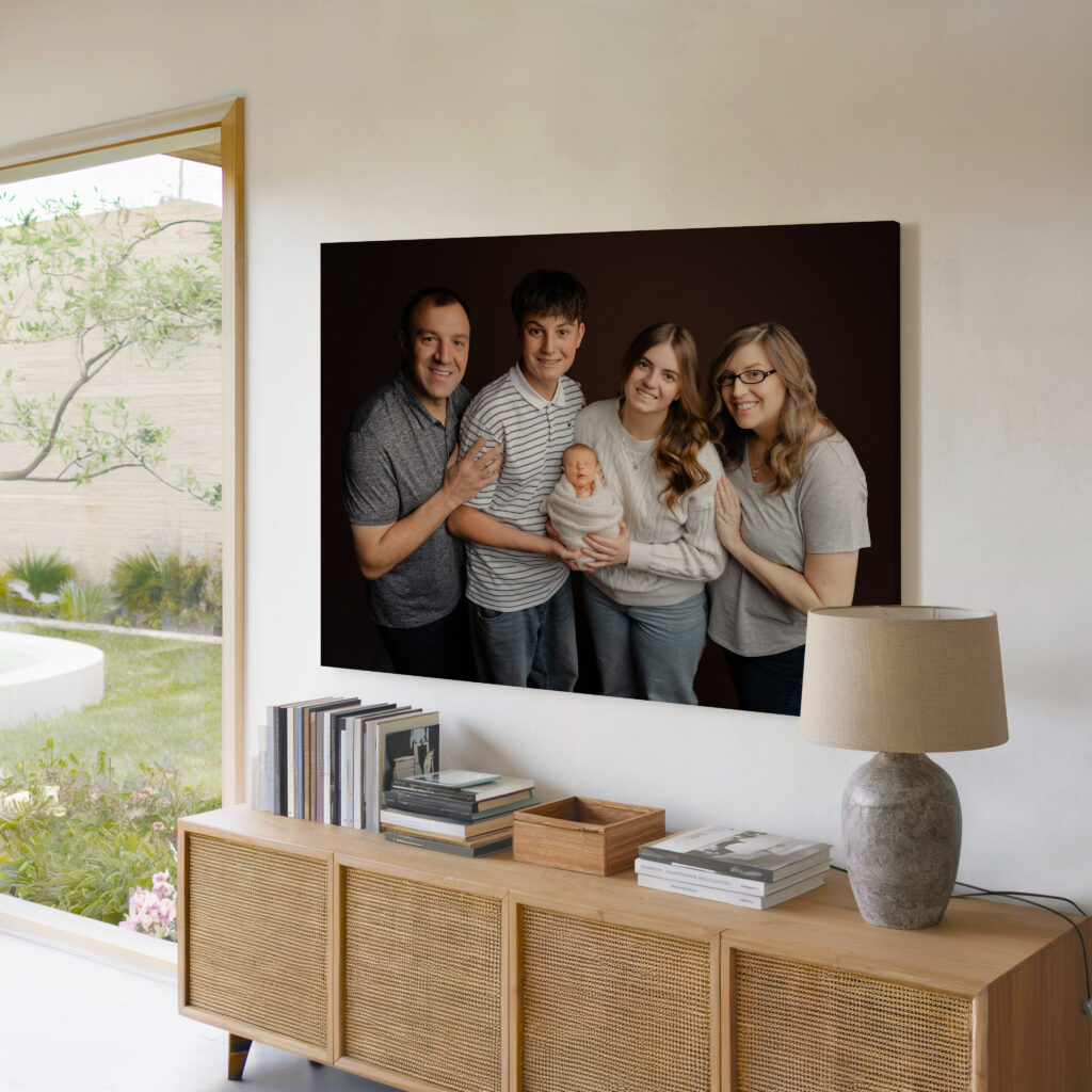 Family portrait created through Beaumont family photography, displayed as heirloom wall art.