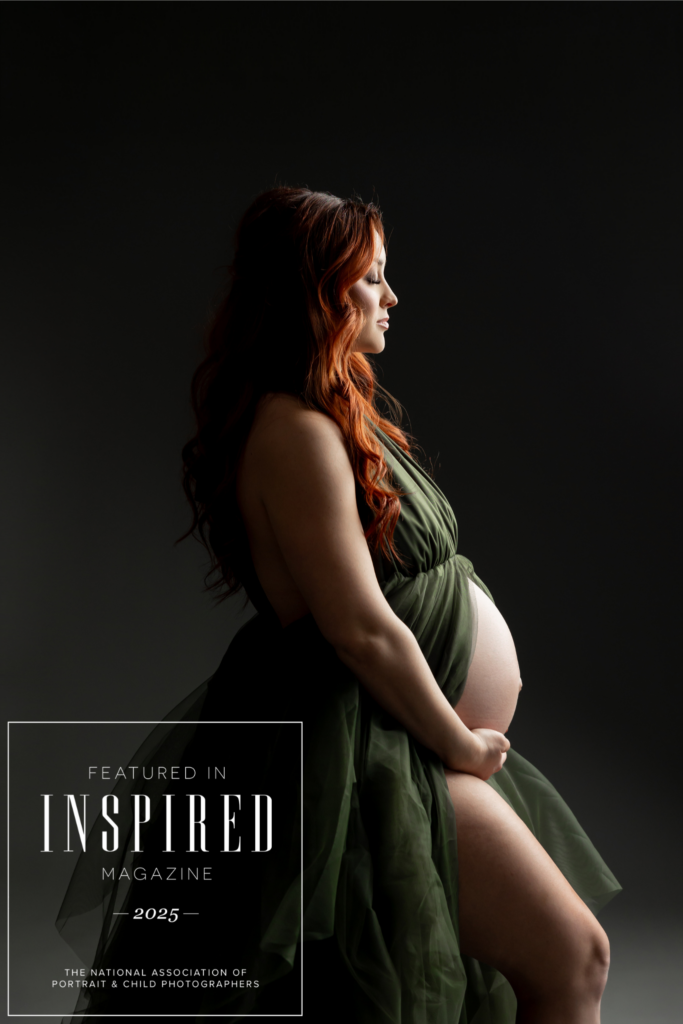 Moody maternity portrait featured in NAPCP Inspired Magazine captured by Kaitlyn Dawn Photography.